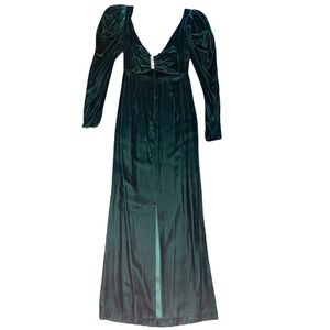 Vintage Forest Green Velvet Rhinestone Backless Bow dress
Gown 40s black Tie